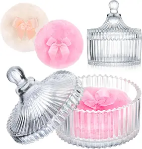 Mothers Day Gift 2PCS Body Powder Puff and Container, 3.54" Powder Puff and 1PCS 5.3x3.9 Powder Container, Large Dusting Powder for Women Body Puff