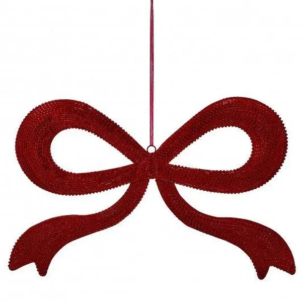 22" Red Jeweled Bow Ornament