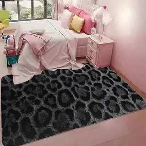 1pc Leopard Print Floor Mat, Retro Style Bedroom Bedside Rug, Non-Slip and Stain-Resistant, Universal Setting, Tufted Carpet, Animal Print Rug, Decorative Rug