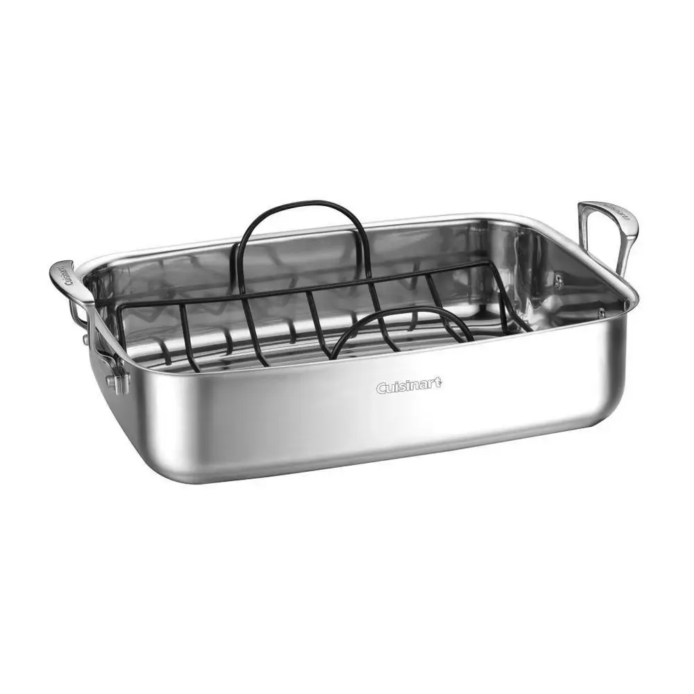 Cuisinart Classic 15" Stainless Steel Roaster with Non-Stick Rack - 83117-15NSR: Turkey Roasting Pan Even-Heating Dishwasher-Safe