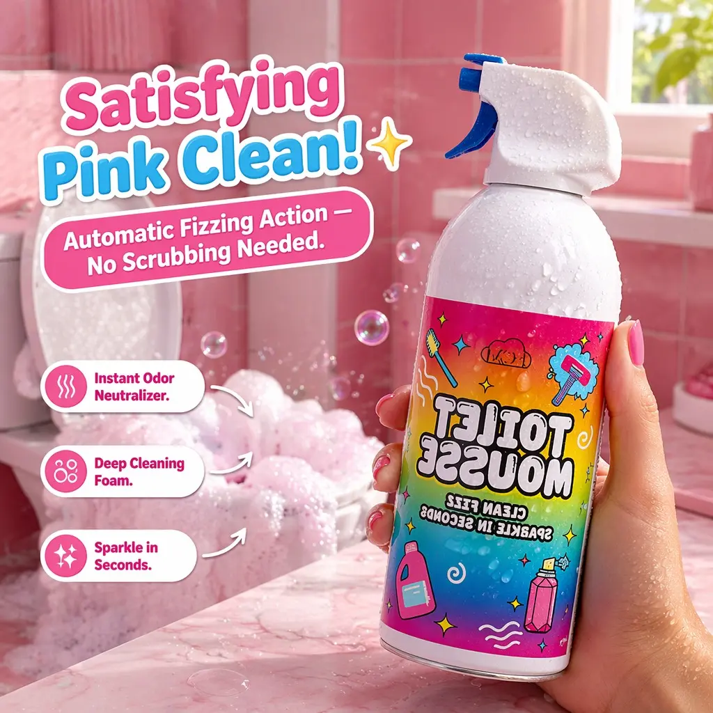 HCM Household Mousse Cleaner, Foaming Cleaner, Toilet Cleaner, Stain Remover, Peach-Scented Foam, Stain Removal With Lasting Fragrance, Bathroom Cleaning, Restroom Cleaning, Removes Yellow Stains And Urine Alkalinity