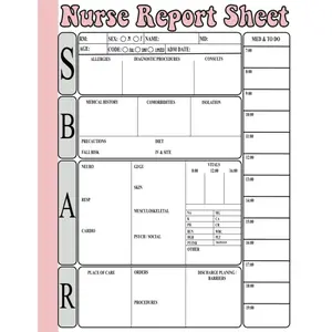 SBAR Nurse Report Sheet Notebook: Nurse Brain Sheet: Advanced Assessment Report Of The Icu Patient