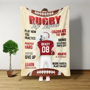 Rugby Life Lessons Blanket Custom Throw Blanket Football Rugby Gifts for Men Him Mens Gifts Unique Sports Fan Gift for Dad Boyfriend Husband