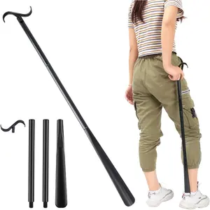 35" Long Dressing Stick with Shoe Horn with Sock Removal Tool, Adjustable Extended Dressing Aids for Shoes, Socks, Shirts and Pants JJDPARTS