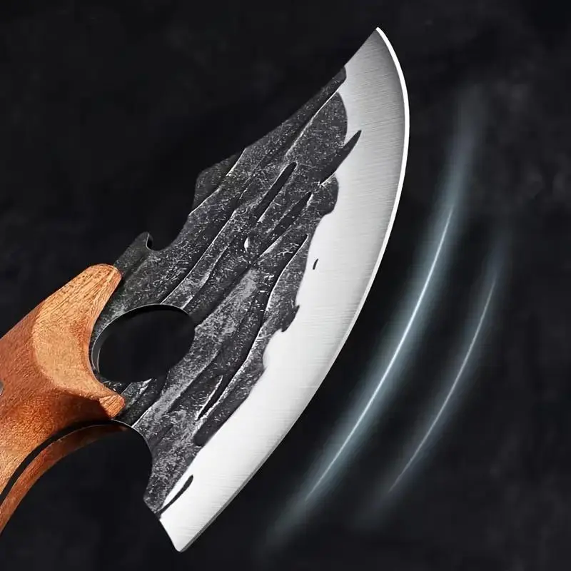 Multipurpose Viking Bone Knife, 1pc Stainless Steel Meat Knife with Ergonomic Wooden Handle, Kitchen Knife for Outdoor Camping, Barbecue, Portable Multipurpose Knives, Stainless Steel Knives, Multi Use Knives