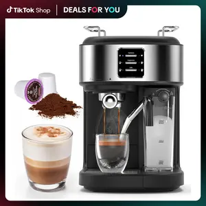 [Deals For You Days]COWSAR Espresso and Cappuccino Machine, 20Bar Latte Machine with Automatic Milk Frother, 3 in 1 Professional Semi-Automatic Espresso Maker with Dual Heating System & Capsule Compatible