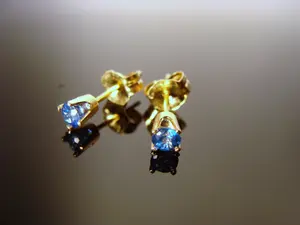 14K Solid Gold Paraiba Blue Topaz Stud Earrings · Minimalist Gemstone Posts