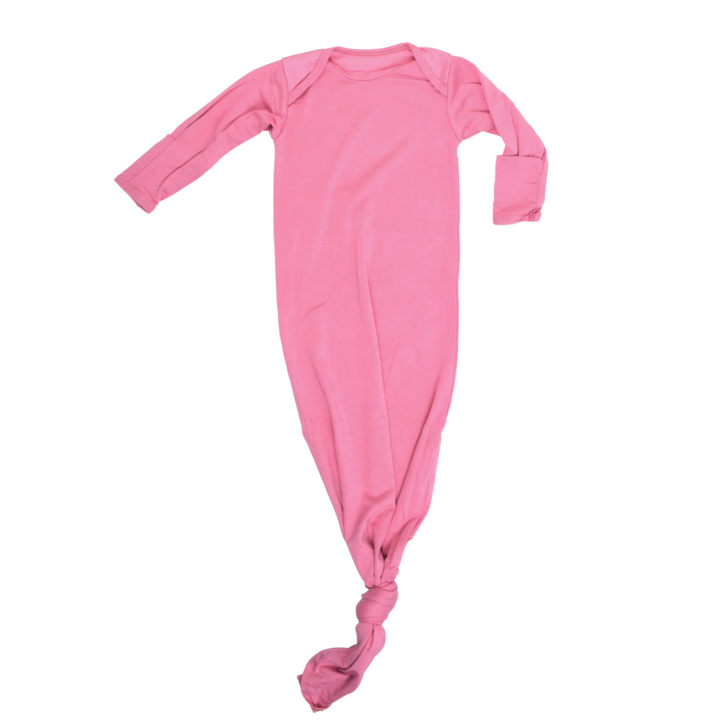 Three Little Tots Rose Pink Knotted Newborn Baby Gown Sleeper - Perfect for Baby's First Night Sleep