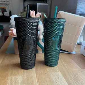 Starbucks Overseas metallic classic dark green or Black Venti studded tumbler