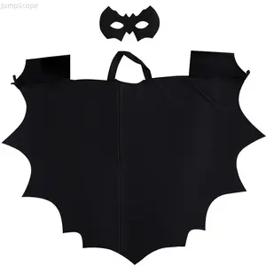 Kids Bat Costume Cape with Mask, Black Batman Wing Cloak, Halloween Cosplay Party Dress-Up Outfit Set for Boys & Girls