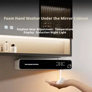 Smart Automatic Foam Soap Dispenser Adjustable Output Motion Sensor Night Light Temperature Display Large Battery for Bathroom Kitchen Touchless USB Rechargeable