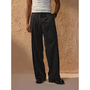 Men'SCasual / Black Pinstripe /Wide Leg/Straight Leg