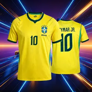 2026 Brazil National Home And Away 10# Neymar 7# 11# Short And Long Sleeve Soccer Jersey Fans Version Breathable