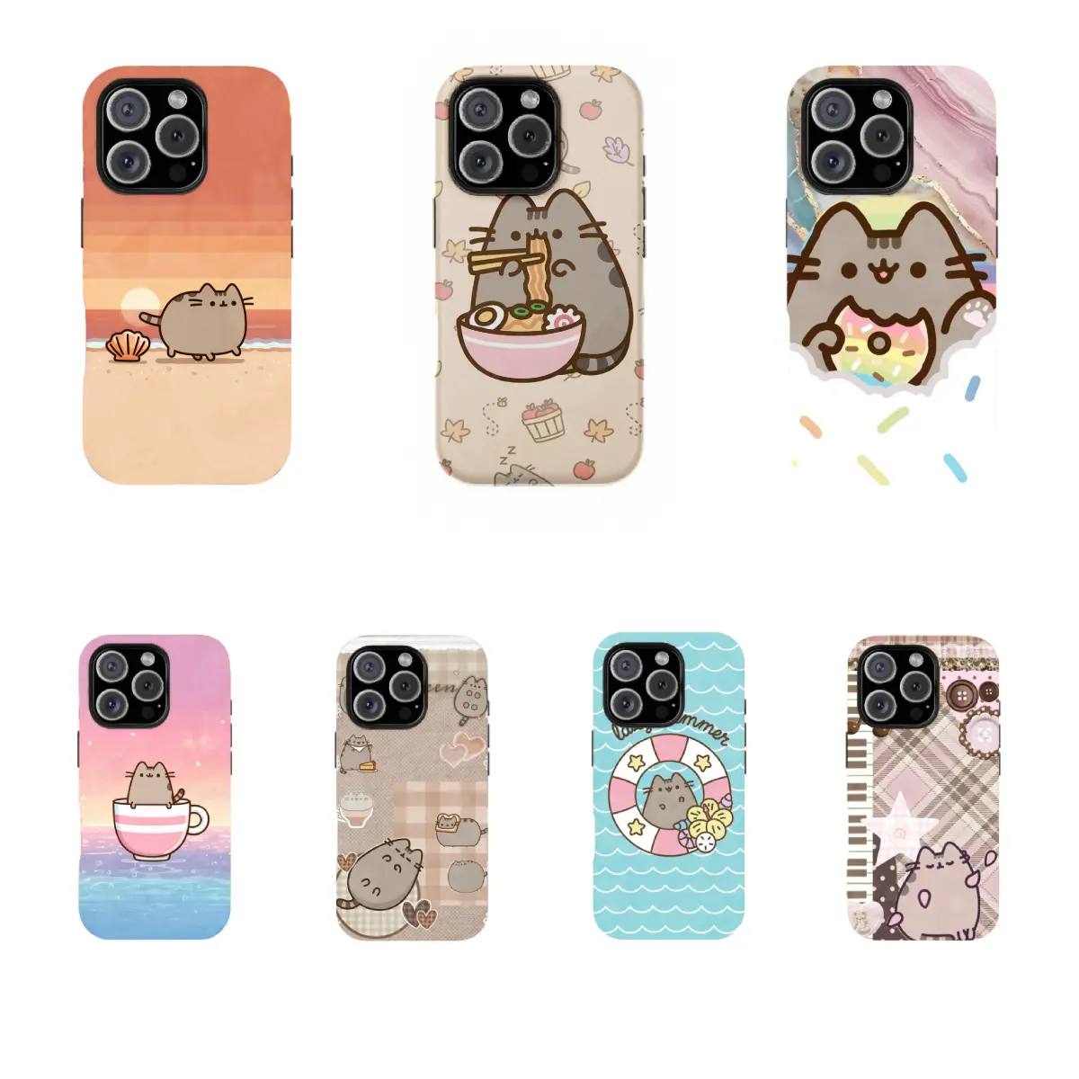 Pusheen The Cat Silicone Phone Case - Shockproof Protection for iPhone 16 Pro Max,15,14,13,12,11 & Galaxy S25 Ultra,S24,S23,S22 Smartphones,Handheld Cellphone Devices,Cute Cartoon Birthday Christmas Gift, Smartphone, Casing
