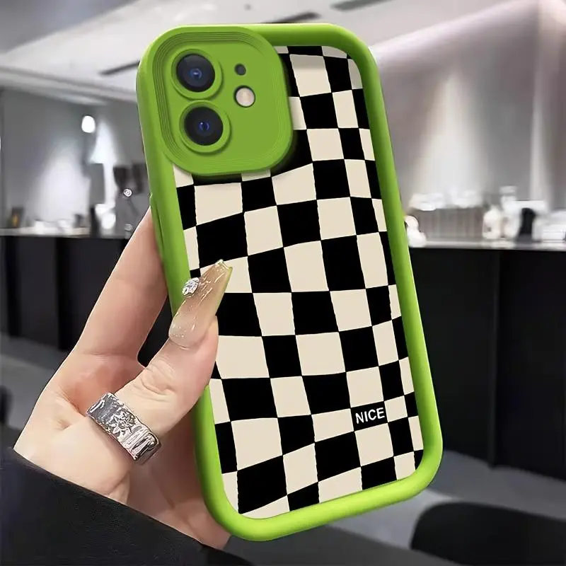 Checkerboard Pattern Phone Case, Anti-drop Cellphone Protective Case, Total Protective Shockproof Mobile Phone Cover for iPhone 16/15/14/13/12/11/Plus/Pro Max
