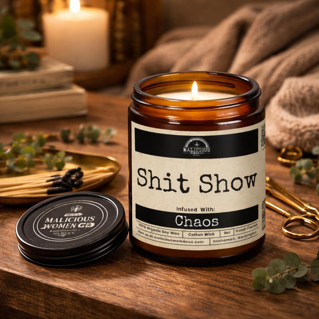 Sh*t Show Chaos Candle | Funny 9oz Soy Candle for Stress Relief & Self Care | Malicious Women Co Sh*t Show Chaos Candle | Funny 9oz Soy Candle for Stress Relief & Self Care | Malicious Women Co