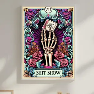 DIY 5D Diamond Embroidery Tarot Card Diamond Painting Cartoon Skeleton Cross Stitch Set Halloween Art Decoration Gift 12x16Inch