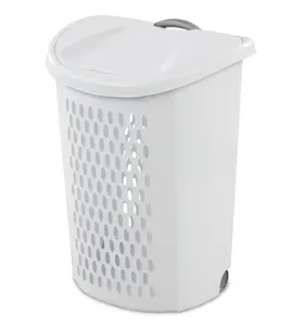 Wheeled Hamper Plastic Adult, White