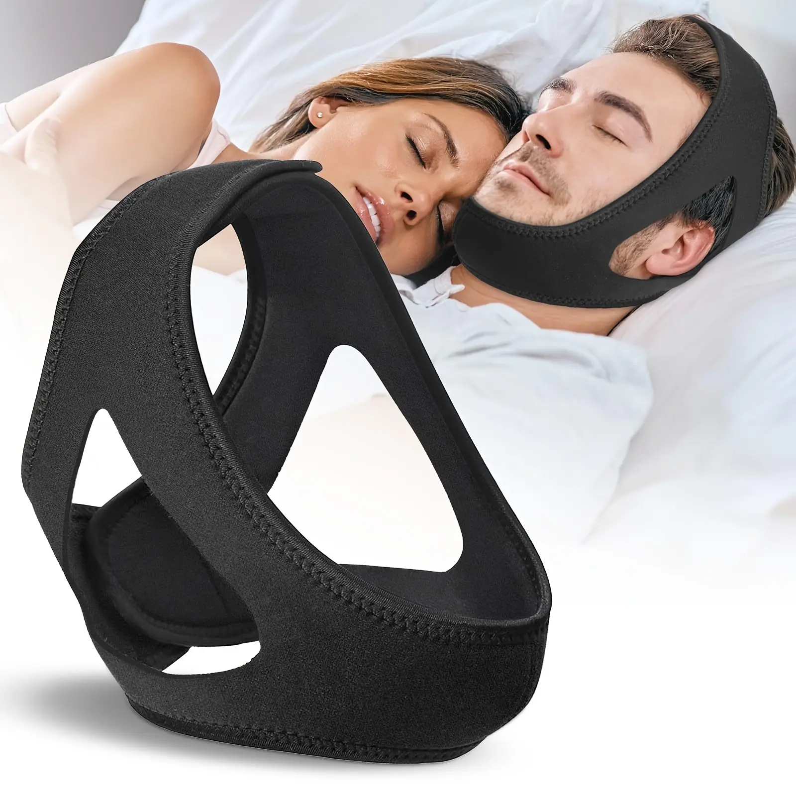 Adjustable Anti-Snoring Chin Strap - Elastane, Lightweight Durable Jaw Support for Mouth Breathing, Chin Reducer, Face Contour Aid, Hand Wash Sleep Aid to Improve Sleep Quality (Beauty & Personal Care Hair Styling Accessory), Neck Tightening, Gentle Jaw S