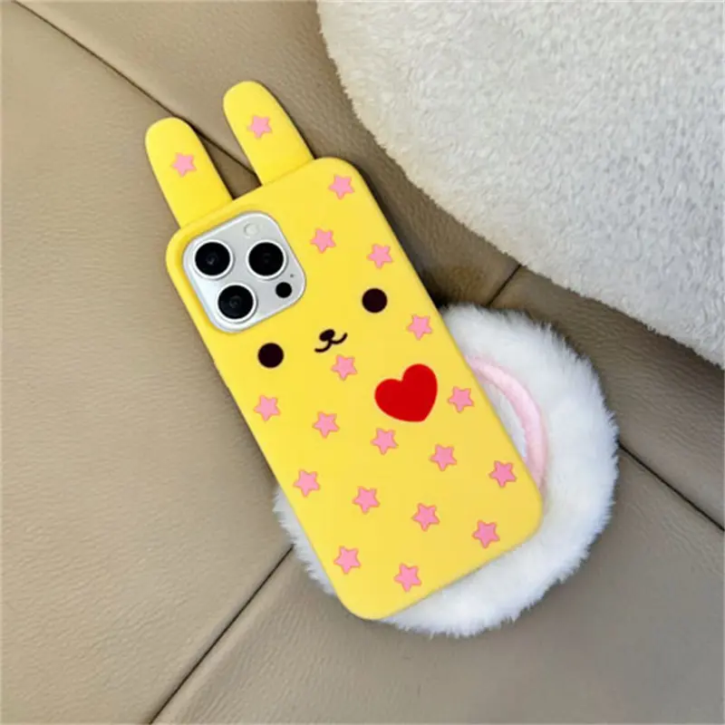 IPhone13/14/16/17 Pro Max phone case Cute Phone Cover Protective Cover Casing Protector Accessories Protection | Dot Love Rabbit | 3D Rabbit Ear | Best Friend Gift | Suitable for iPhone 11 12 13 14 15 16 17 Pro Max Shockproof Protector