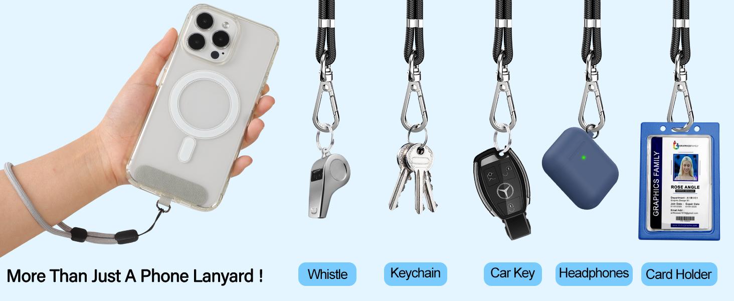 Phone Lanyard 2 Pack Adjustable Crossbody Neck Strap and 2 Wrist Straps with Tether Tabs Compatible with Smartphones
