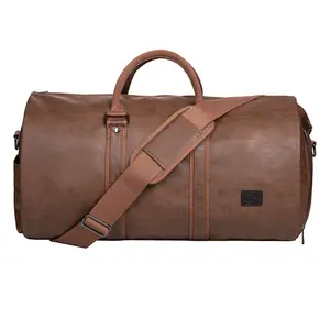 Convertible Garment Duffel Bag, Carry on Luggage for Men and Women - 2 in 1 Hanging Suitcase Suit Business Travel Bag Luggage/Trolley Bag Brown leather travelbag t arvel travelbag with compartment shoe traveldufflebag travel essentials