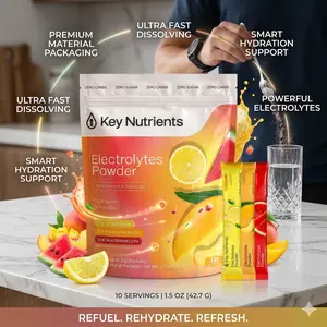 Electrolytes Powder Packets – Variety Pack – Sugar Free Hydration Drink Mix – Keto Electrolytes Hydration Packets – Improved Refreshing Taste Lemonade, Peach Mango & Watermelon – 10 Pack