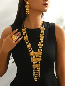 3 Piece Set Dubai Fashion Flower Bridal Jewelry Necklace Earrings, Versatile Wedding Party Accessories, Middle East Ramadan Style