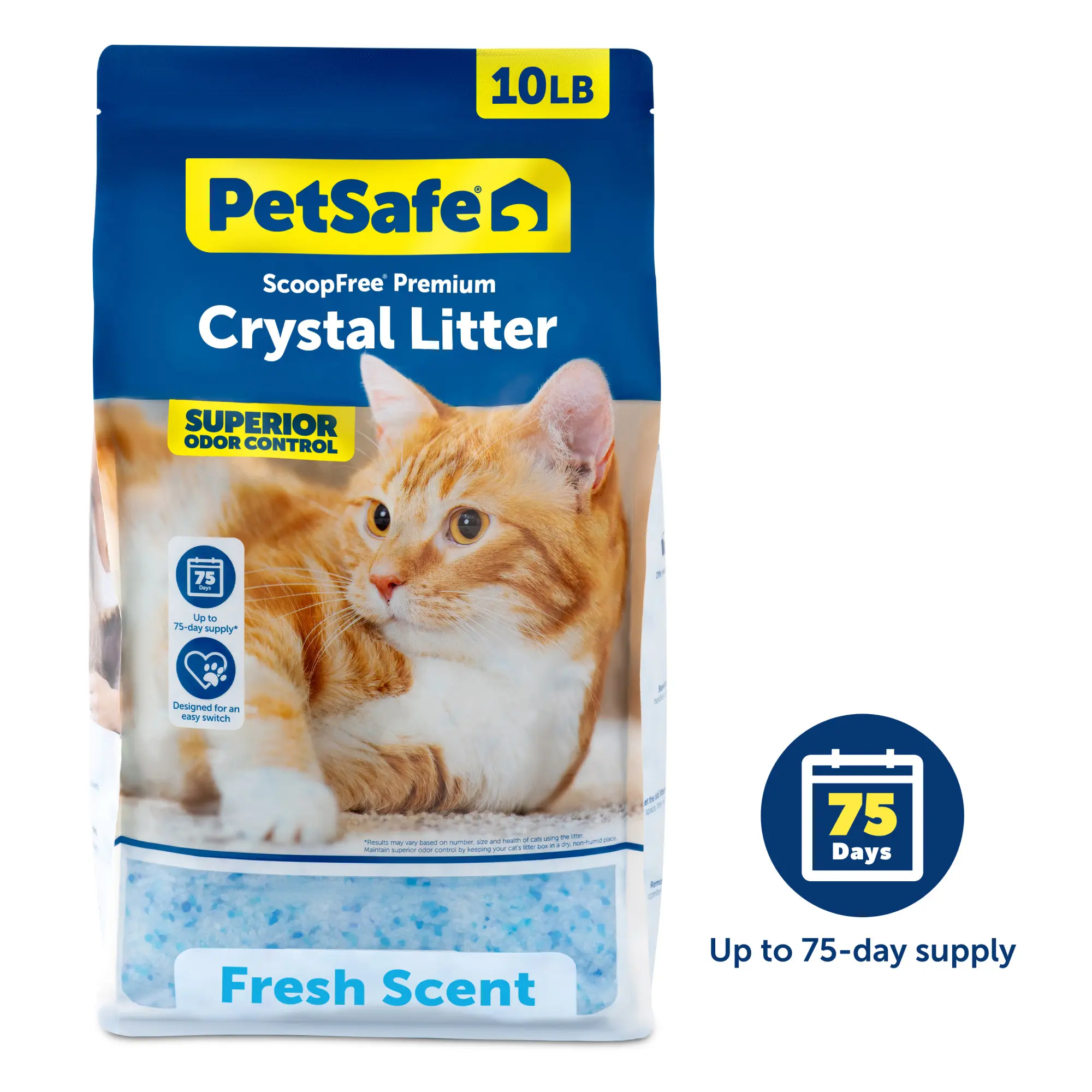 PetSafe ScoopFree Crystal Cat Litter For Home Odor Control Premium Fresh Blue Crystals 10 lb Bag Up To 2.5 Months