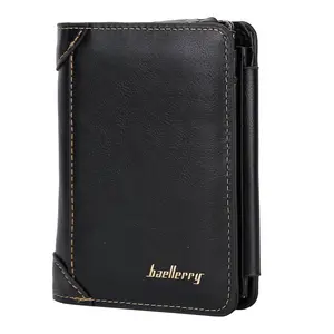 1Pc Men Leather Wallet ID Card Holder Purse Trifold Clutch Money Zipper With ID Window 14 Credit Card 1 ID Card Special Gift For Daddy On Christmas Day