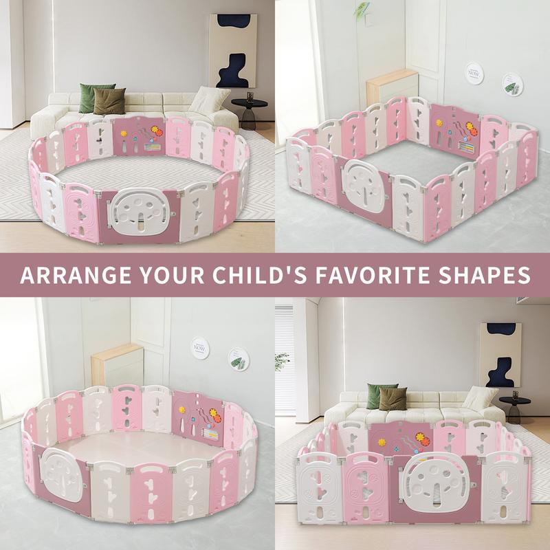 Baby Playpen,Foldable Playpen for Babies and Toddlers,Kids Activity Centre Safety Play Yard,Safety Gates for Indoor&Outdoor,Toddler Fence Play Area,Portable, Educational, 18 Panels