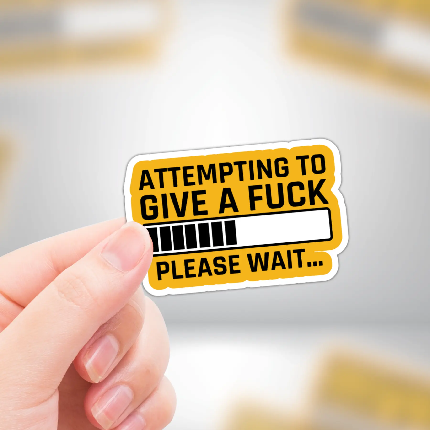 Funny Sticker - "Attempting to Give A Fuck - Please Wait" Sarcasm Adult Sticker