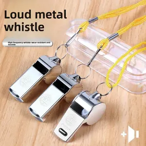 Pack 5 Stainless Steel Whistles for Outdoor Survival Referee Physical Education Teacher Treble Basketball Training Coach Professional Survival Whistle with Lanyard for Easy Carrying Loud Clear Sound Durable Rust Resistant