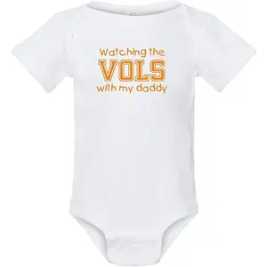 Curiositees Watching the Vols with my Daddy Baby Clothes Jersey Bodysuit Outfit - White Shirt Gift