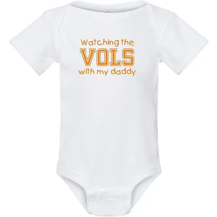 Curiositees Watching the Vols with my Daddy Baby Clothes Jersey Bodysuit Outfit - White Shirt Gift