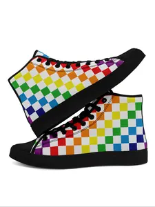 Women's Rainbow Colorful Pixel Pattern Sneakers, Unisex Casual Soft Sole Sports Shoes for All Seasons, Perfect Gift for Daily Wear