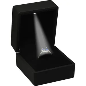 LED Black Ring Box for Proposal, Wedding, Engagement - Luxury   Box with Light for Men for Women