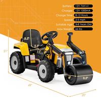 12V Road Roller w/ Adjustable Drum Roller - Yellow