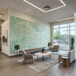 Louisville Street Map Peel and Stick Wallpaper – Minimalist Retro City Layout Mural for Real Estate Office, Tourism, or Urban Decor Walls