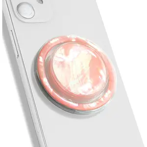 Phe  for MagSafe, Genuine   & Seashell Ste, Swappable Top, Strg  Holder & Kickstand for iPhe 15 14 13 12 Pro Max Plus & MagSafe Cases (Peach)