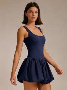 Women's High Elasticity Tight Fit Fashion Sporty Workout Jumpsuit Short Skirt, Abdominal Support Hip Lift Tennis Pants, Gym Running Cycling Outdoor Hiking