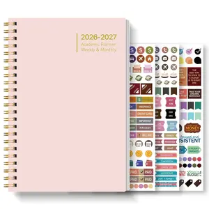 Portable A5 Academic Planner Notebook with Three Stickers, 5.7 X 8.15 Inches, 24-Month School Year Weekly & Monthly Spiral Bound (2026-2027)
