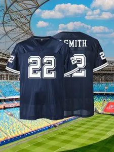 Men's American Football Jersey - Breathable & Embroidered, V-Neck, Short Sleeve, Loose Fit for Casual, Streetwear & Sports Activities