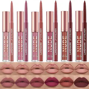 12Pcs Matte Liquid Lipstick + Lip Liner Pens Set, 6 Matte Lipstick With 6 Matching Smooth Lipliner Waterproof Long Lasting 24 Hour Lip Gloss Makeup Christmas Day Gifts for Women Hydrating Coconut Oil Oil Based Sensitive Silky Cosmetic Glossy