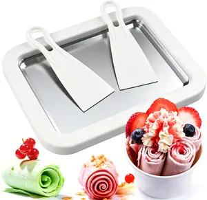 Rolled Ice Cream Maker, At Home Rolled Ice Cream Kit, Diy Homemade Rolled Ice Cream Tray, Suitable for Families and Parties