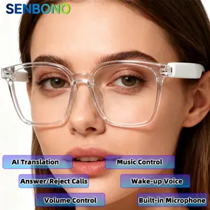 Senbono Smart Glasses BT Sunglasses with Microphone Speaker, Ai Translation, Voice Assistant, Bluetooth-compatible Connectivity, Smart Audio Glasses, Wearable Smart Glasses