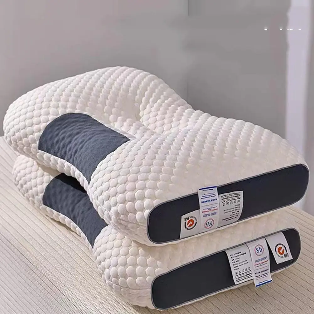 MOCOFO Ergonomic Pillow, 3D Knitted Cotton Massage Pillow for Cervical Vertebrae - Sleep Health Care for Adults | Shoulder Pain Pillow for All Sleeping Positions （Grey，29 * 18.9in）