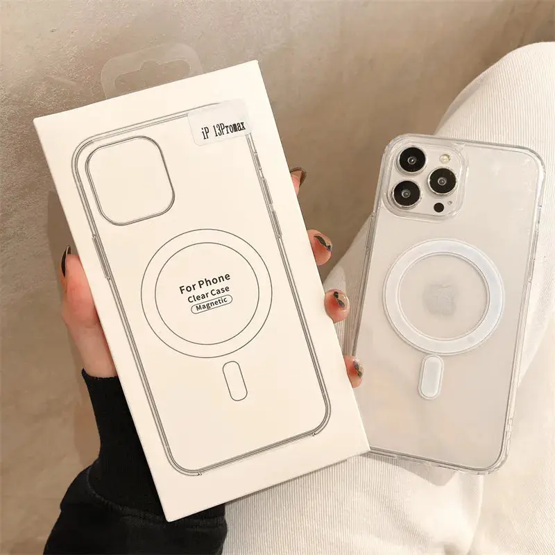 Magnetic Wireless Charging Case For iPhone 14 13 12 11 Accessories Crystal Protective Transparent Smartphone Cellphone Phone Case