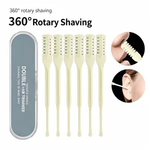 6 Pcs 2-in-1 Nasal Hair Cutter, Upgrade Double Sided Nose Hair Knife, 360° Nostril Hair Remover Tool, Nose Hair Trimmer for Men, Nasal Hair Cutter for Men Women, Soft Cleaning Brush (Cream)