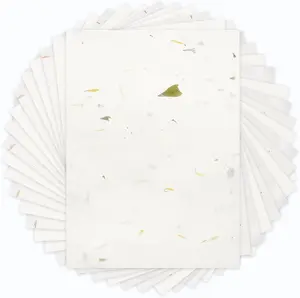 50 Sheets A4  Mulberry Paper Visible Leaves Fiber Rice Paper Printable Decoupage Tissue Paper Sheets for Writing, Painting, Card Making, DIY Crafts(8.3x11.7in, Semi Transparent )
